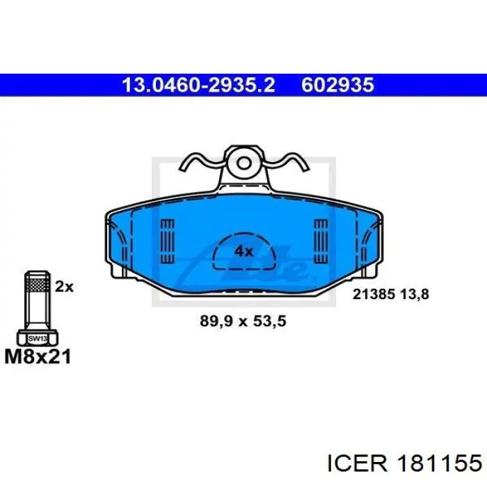 181155 Icer pastillas de freno traseras