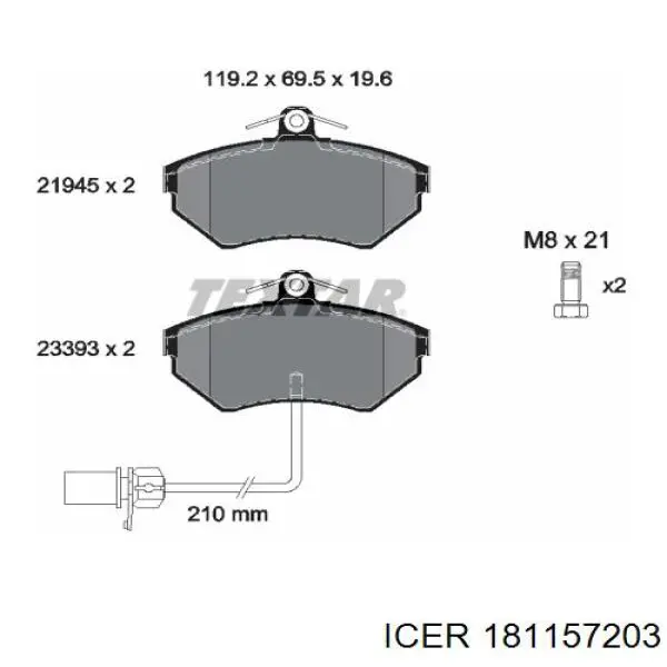 Pastillas de freno 181157203 Icer