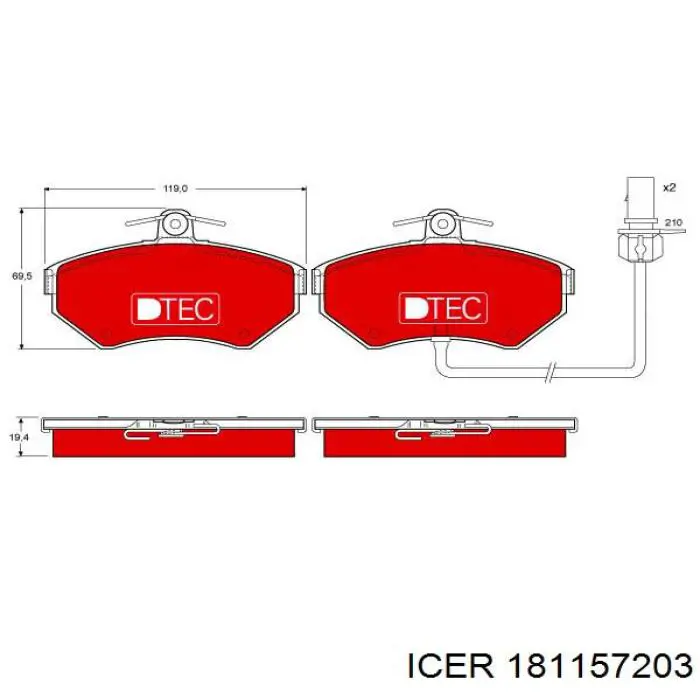 181157203 Icer Pastillas delanteras
