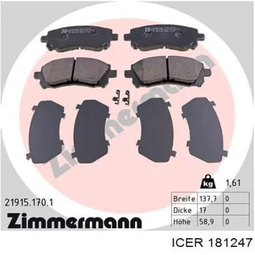 Pastillas de freno delanteras Subaru Legacy 3 BE, BH