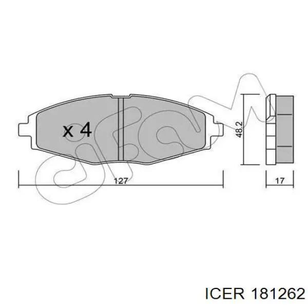 Pastillas de freno 181262 Icer