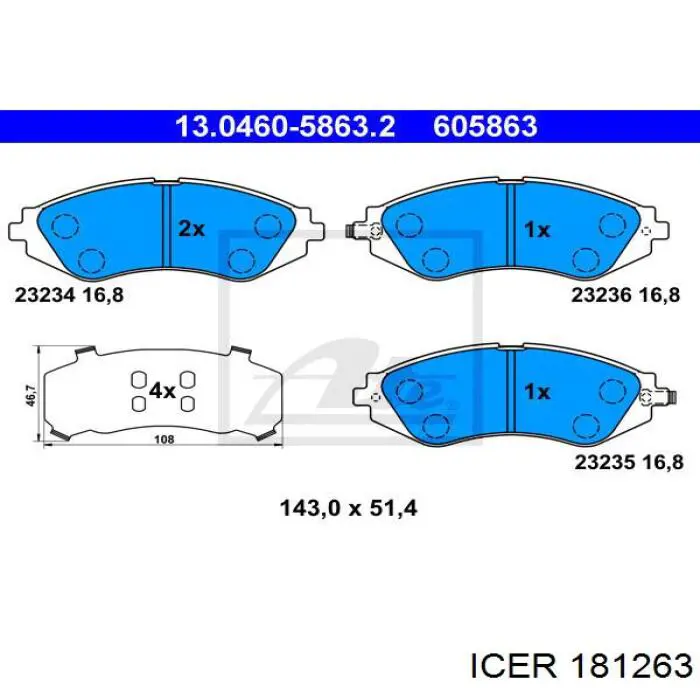 181263 Icer pastillas de freno delanteras