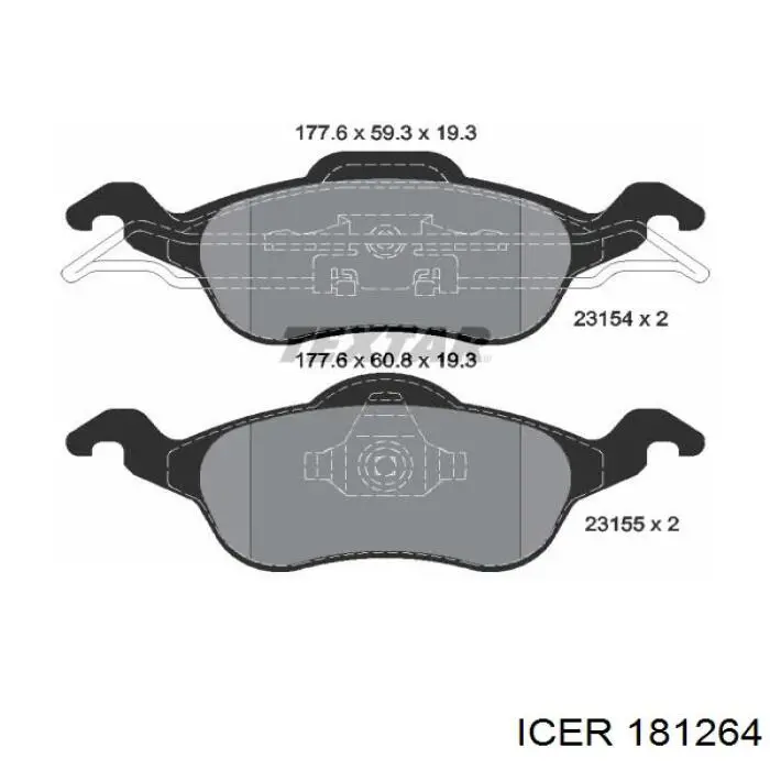 181264 Icer pastillas de freno delanteras