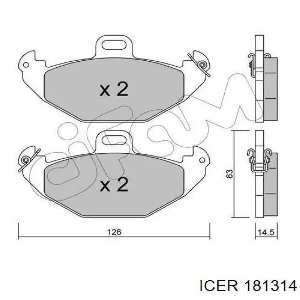 181314 Icer pastillas de freno traseras