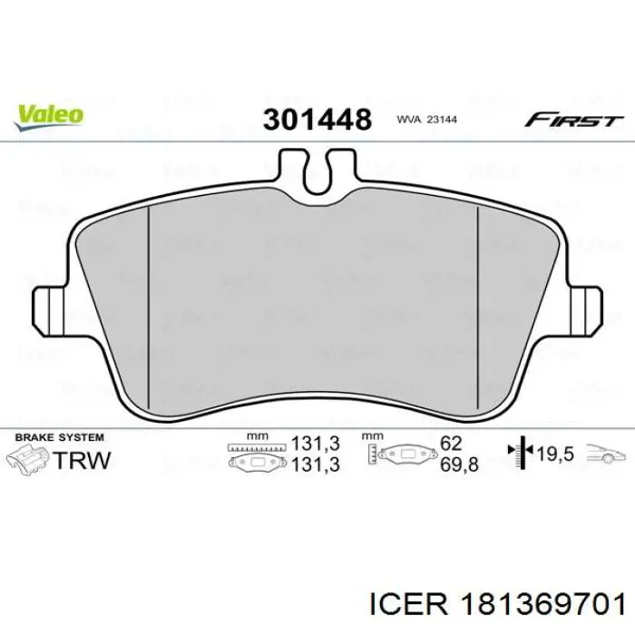 Comprar 181369701 Icer Pastillas delanteras de freno