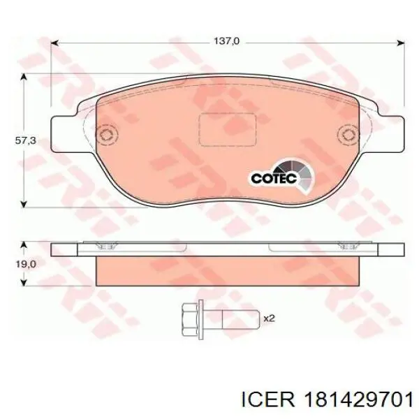 181429-701 Icer pastillas de freno delanteras