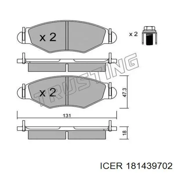 181439-702 Icer pastillas de freno delanteras