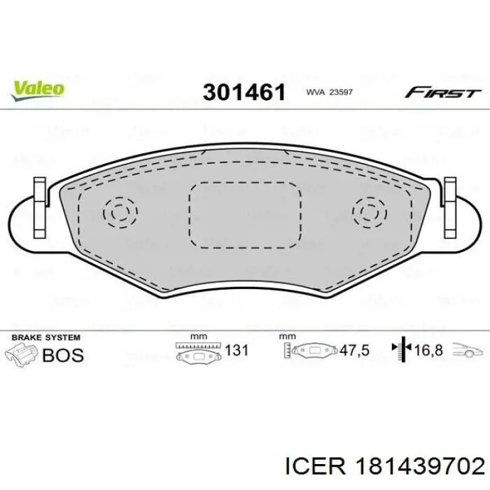 181439702 Icer Pastillas delanteras
