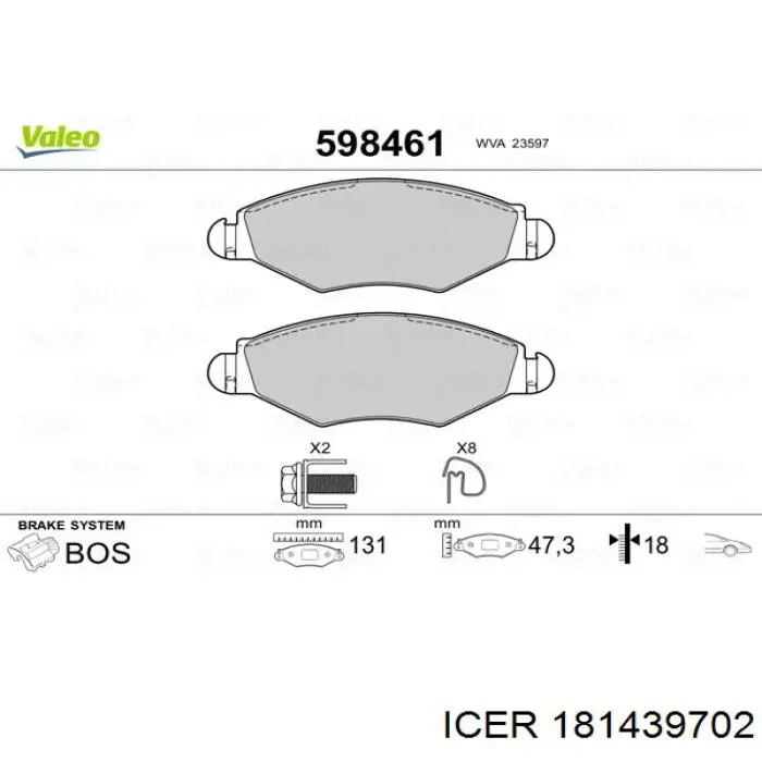 Pastillas de freno 181439702 Icer
