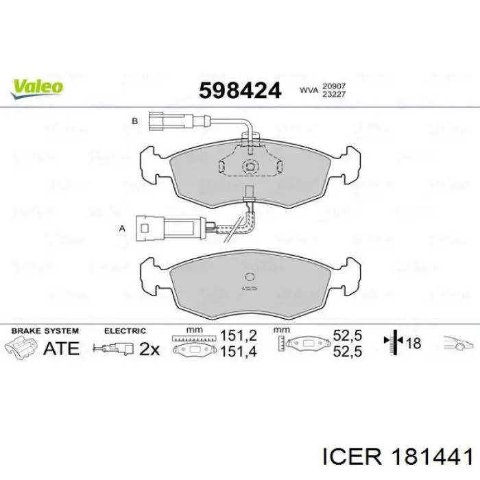 Pastillas de freno delanteras Fiat Punto 2 188