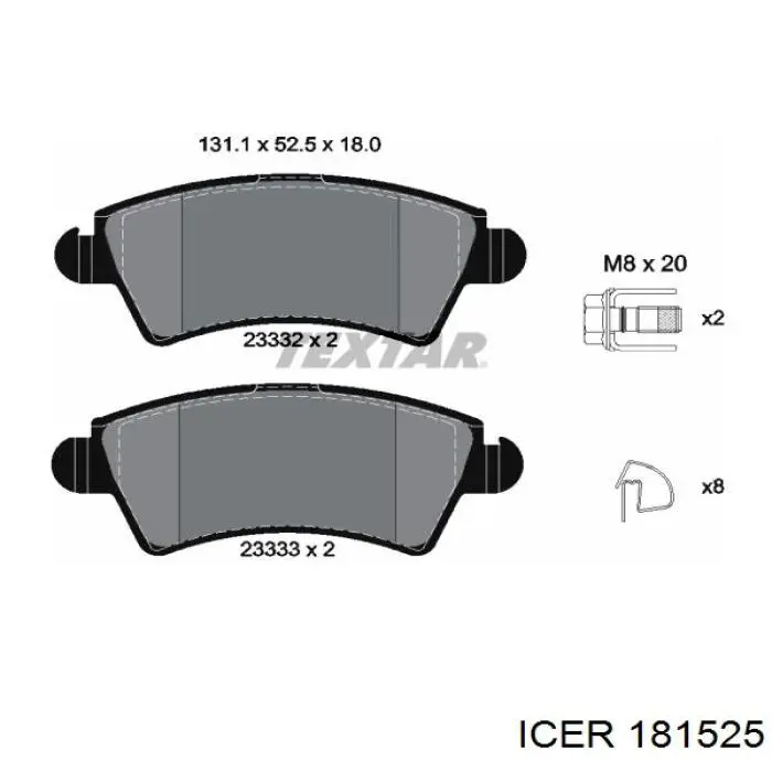 181525 Icer pastillas de freno delanteras