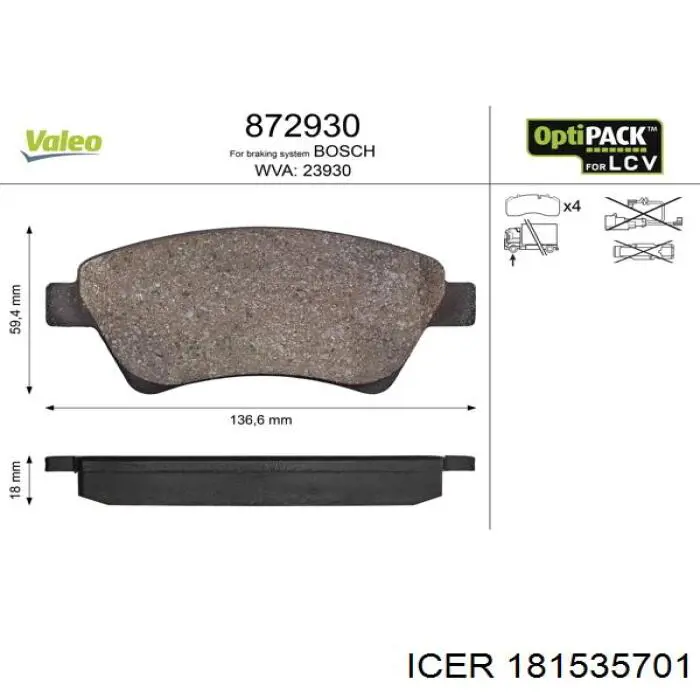 Comprar 181535701 Icer Pastillas delanteras de freno