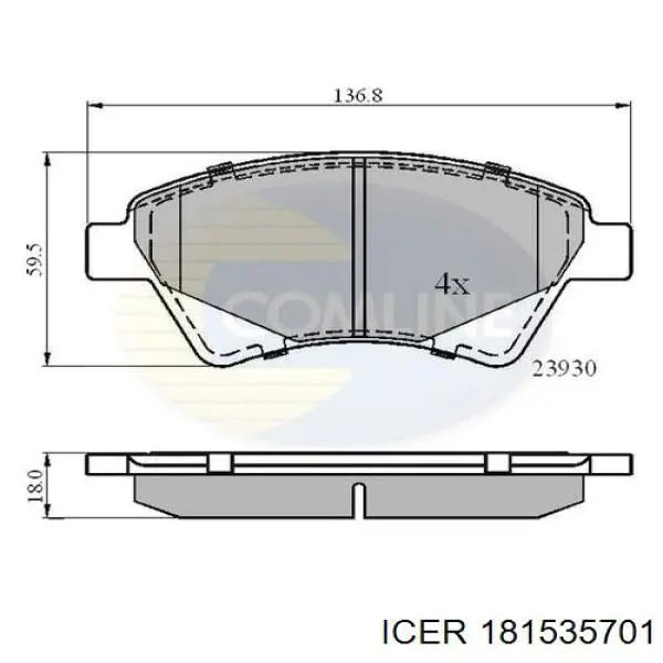 181535701 Icer Pastillas delanteras