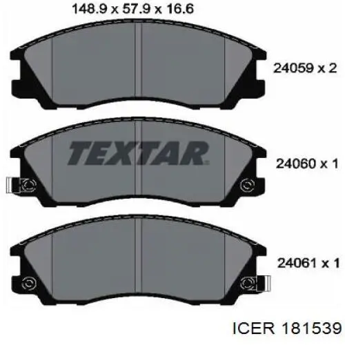 181539 Icer pastillas de freno delanteras