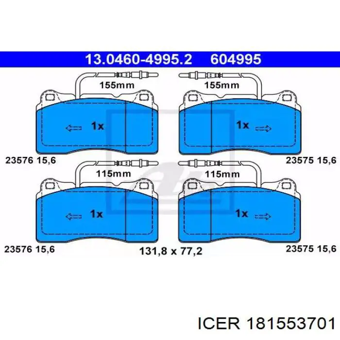 Pastillas de freno delanteras Icer 181553701