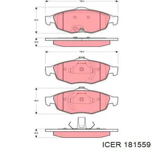 181559 Icer pastillas de freno delanteras