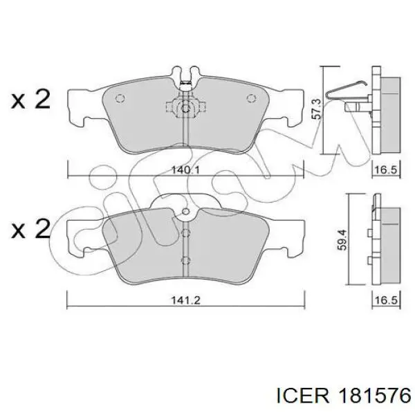 181576 Icer pastillas de freno traseras