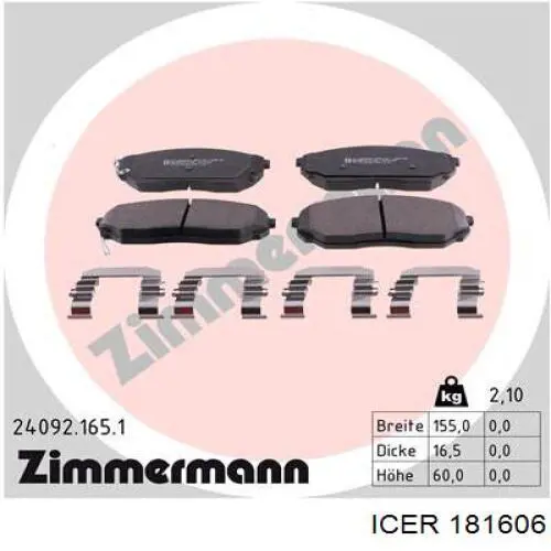 Comprar 181606 Icer Pastillas delanteras de freno