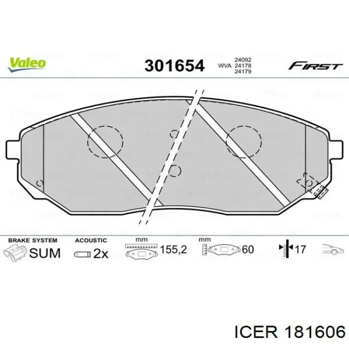 Pastillas de freno 181606 Icer