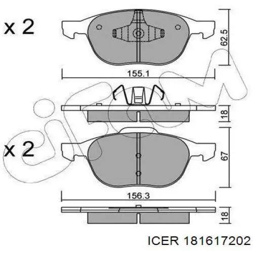 181617202 Icer Pastillas delanteras