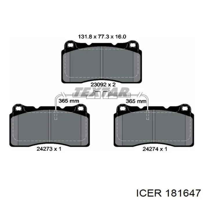 181647 Icer pastillas de freno delanteras
