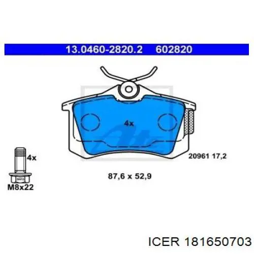 Pastillas de freno traseras Peugeot 208 CA, CC