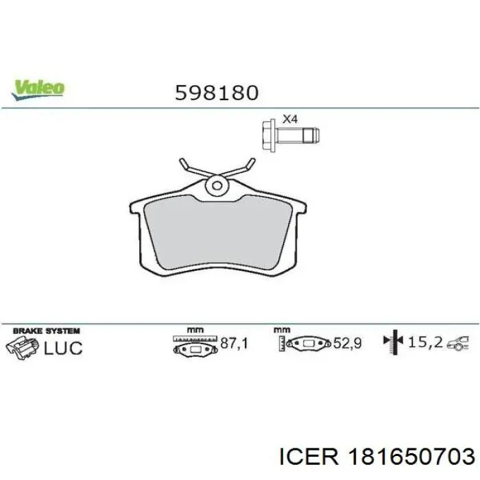 Pastillas de freno traseras Peugeot 208 CA, CC