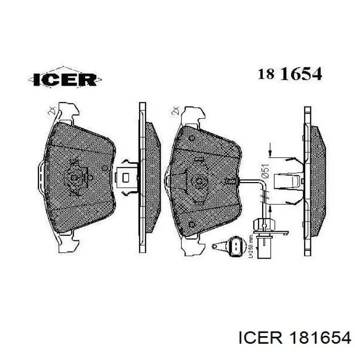 181654 Icer pastillas de freno delanteras