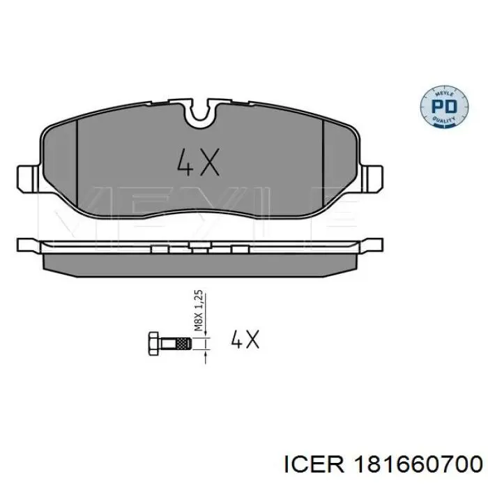 181660-700 Icer pastillas de freno delanteras