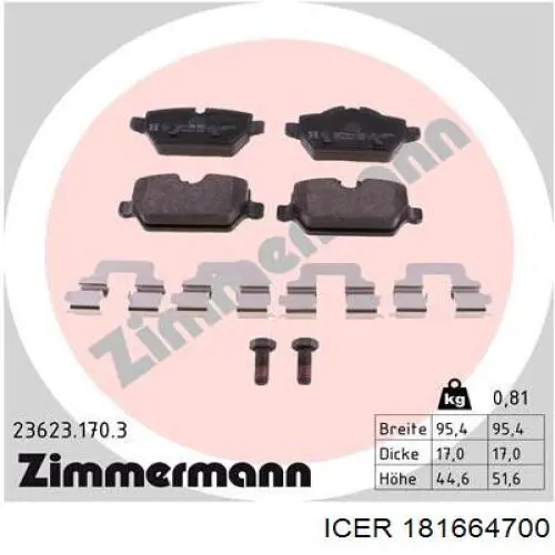 181664700 Icer Pastillas freno traseras
