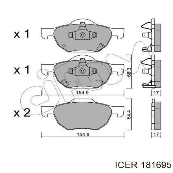 181695 Icer pastillas de freno delanteras