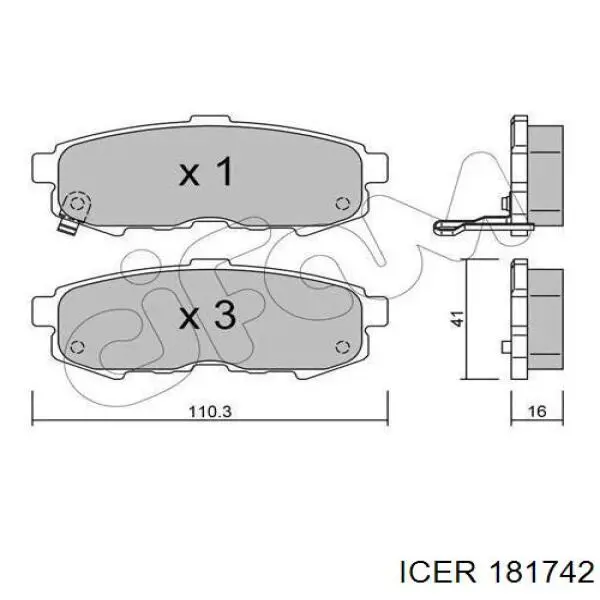 181742 Icer pastillas de freno traseras