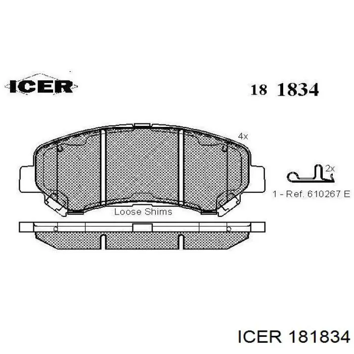 181834 Icer pastillas de freno delanteras