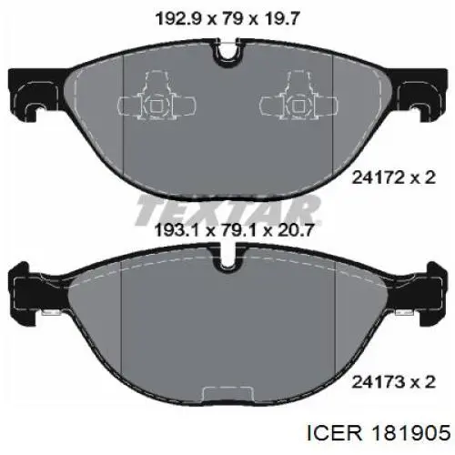 181905 Icer pastillas de freno delanteras