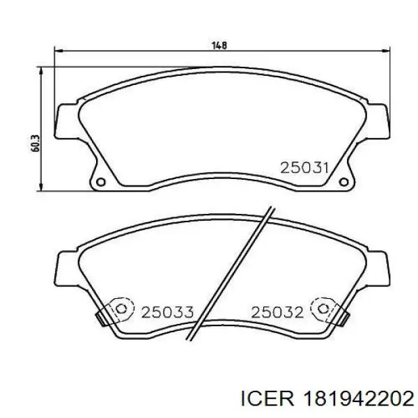 181942202 Icer pastillas de freno delanteras