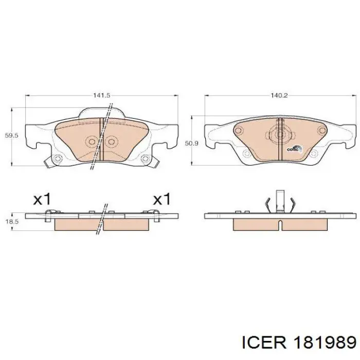 181989 Icer pastillas de freno traseras