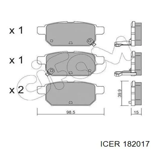 Comprar 182017 Icer Pastillas de freno traseras
