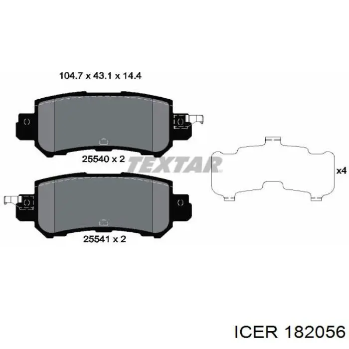 182056 Icer pastillas de freno traseras