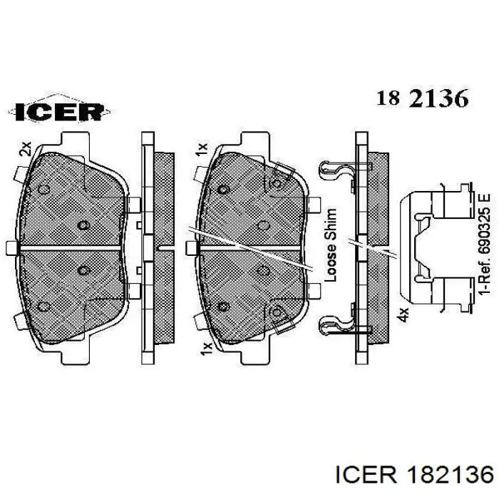 182136 Icer pastillas de freno delanteras