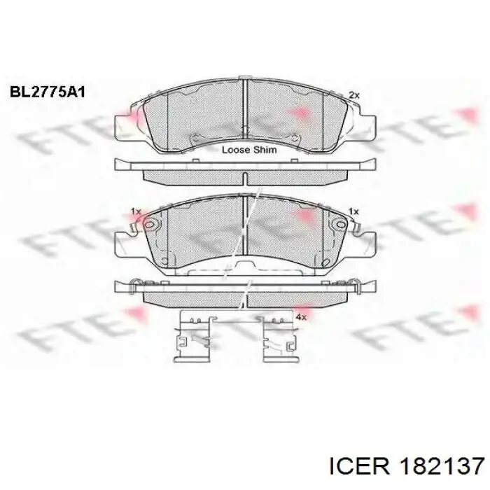 182137 Icer pastillas de freno delanteras