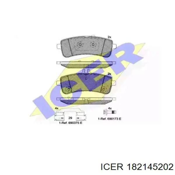 182145-202 Icer pastillas de freno traseras