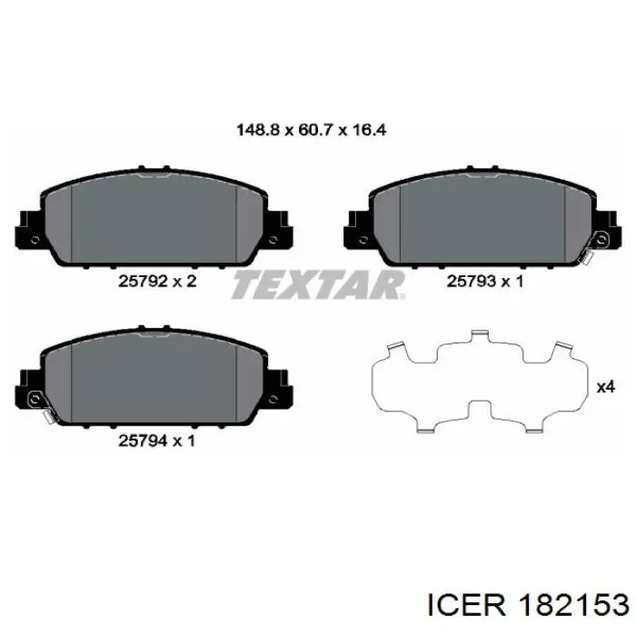 182153 Icer pastillas de freno delanteras