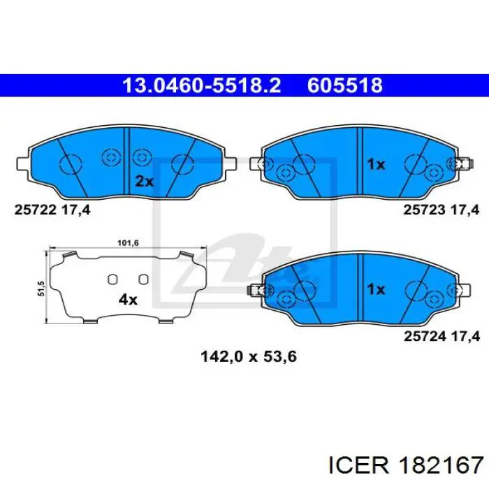 182167 ICER Pastillas de freno delanteras