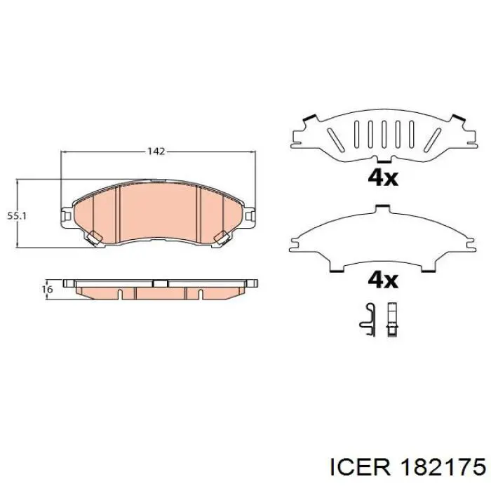 182175 Icer pastillas de freno delanteras