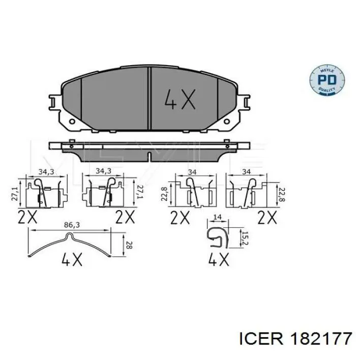 182177 Icer pastillas de freno delanteras