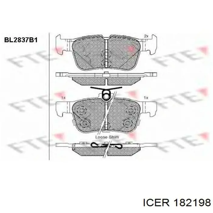 182198 Icer pastillas de freno traseras