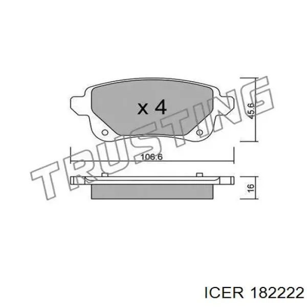 182222 Icer pastillas de freno traseras