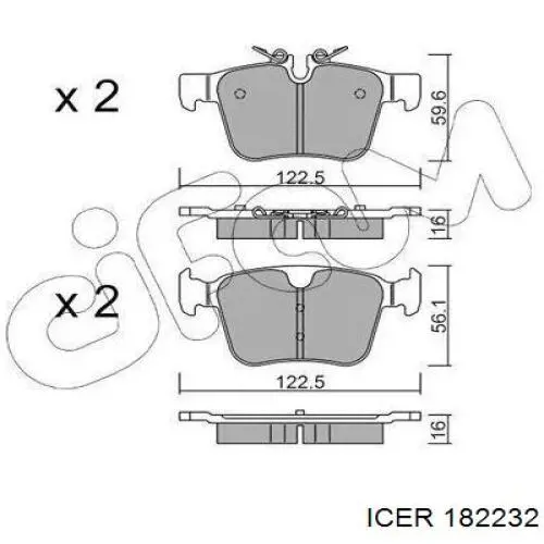 Comprar 182232 Icer Pastillas de freno traseras
