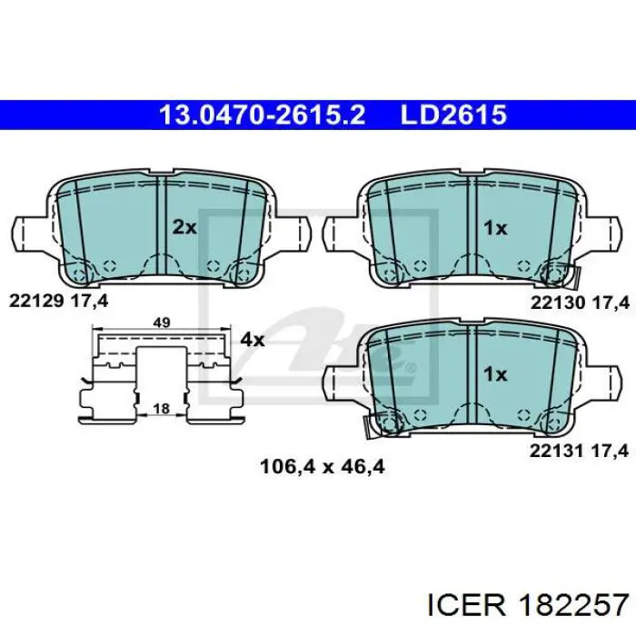 Comprar 182257 Icer Pastillas de freno traseras