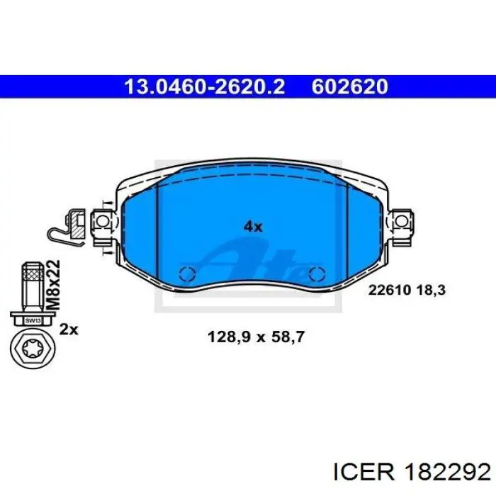 182292 Icer pastillas de freno delanteras